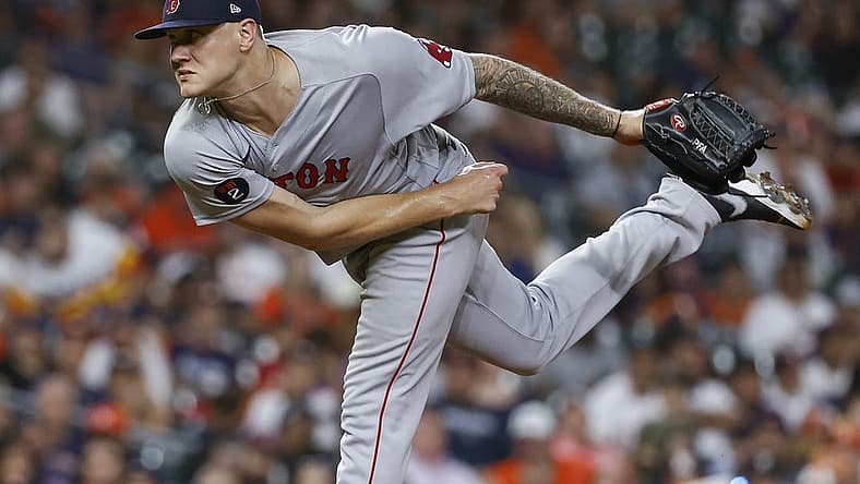 Aug 1, 2022; Houston, Texas, USA; Boston Red Sox relief pitcher Tanner Houck (89) delivers a pitch during the ninth inning against the Houston Astros at Minute Maid Park. Mandatory Credit: Troy Taormina-USA TODAY Sports