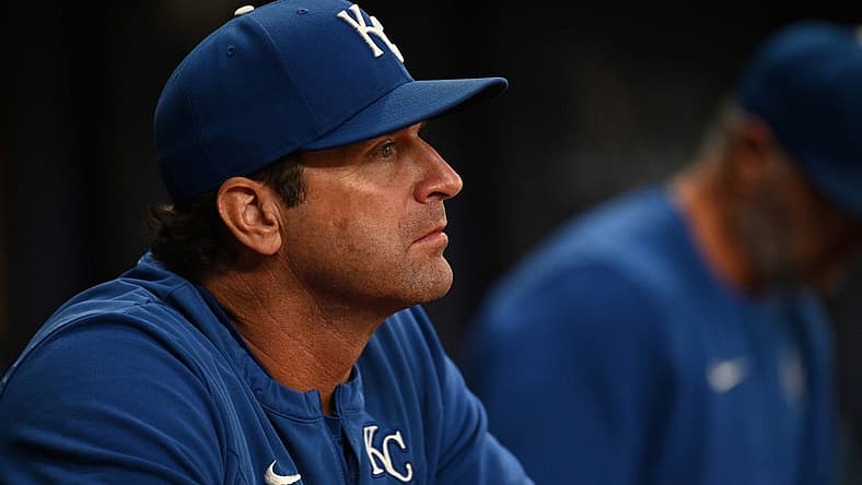 Aug 18, 2022; St. Petersburg, Florida, USA; Kansas City Royals manager Mike Matheny (22) looks on in the second inning against the Tampa Bay Rays at Tropicana Field. Mandatory Credit: Jonathan Dyer-USA TODAY Sports