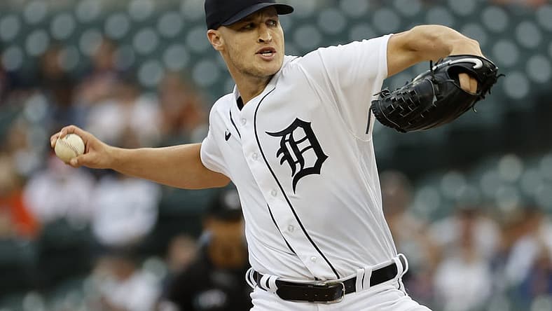 Aug 30, 2022; Detroit, Michigan, USA; Detroit Tigers starting pitcher Matt Manning (25) throws a pitch in the first inning against the Seattle Mariners at Comerica Park. Mandatory Credit: Rick Osentoski-USA TODAY Sports