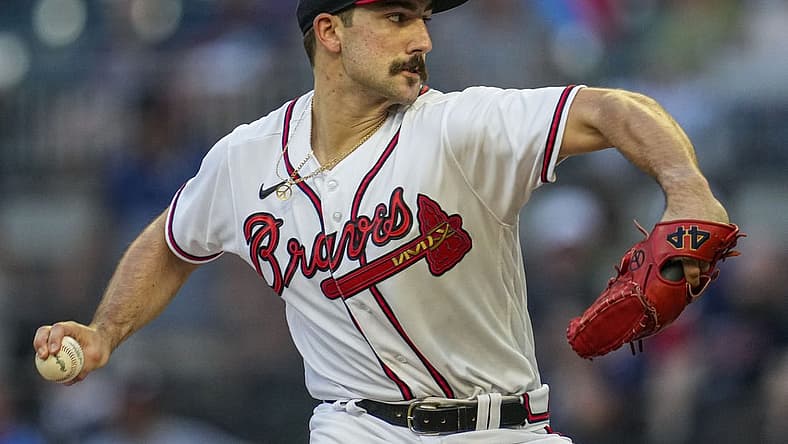 Sep 1, 2022; Cumberland, Georgia, USA; Atlanta Braves starting pitcher Spencer Strider (65) pitches against the Colorado Rockies during the first inning at Truist Park. Mandatory Credit: Dale Zanine-USA TODAY Sports