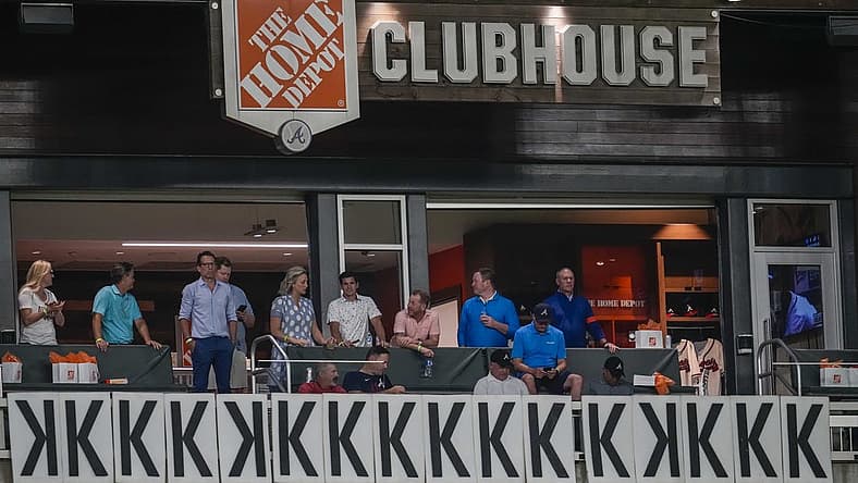 Sep 1, 2022; Cumberland, Georgia, USA; A view of the k s on the Home Depot clubhouse after Atlanta Braves starting pitcher Spencer Strider (65) (not pictured) recorded his sixteenth strikeout against the Colorado Rockies during the eighth inning at Truist Park. Mandatory Credit: Dale Zanine-USA TODAY Sports