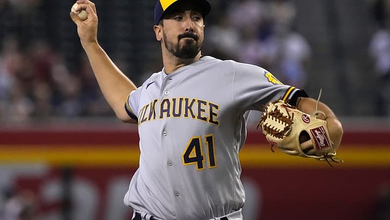 Sep 4, 2022; Phoenix, Arizona, USA; Milwaukee Brewers starting pitcher Jason Alexander (41) throws against the Arizona Diamondbacks in the first inning at Chase Field. Mandatory Credit: Rick Scuteri-USA TODAY Sports