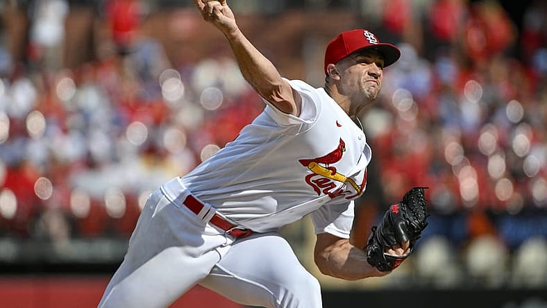 Sep 5, 2022; St. Louis, Missouri, USA; St. Louis Cardinals starting pitcher Jack Flaherty (22) pitches against the Washington Nationals during the third inning at Busch Stadium. Mandatory Credit: Jeff Curry-USA TODAY Sports