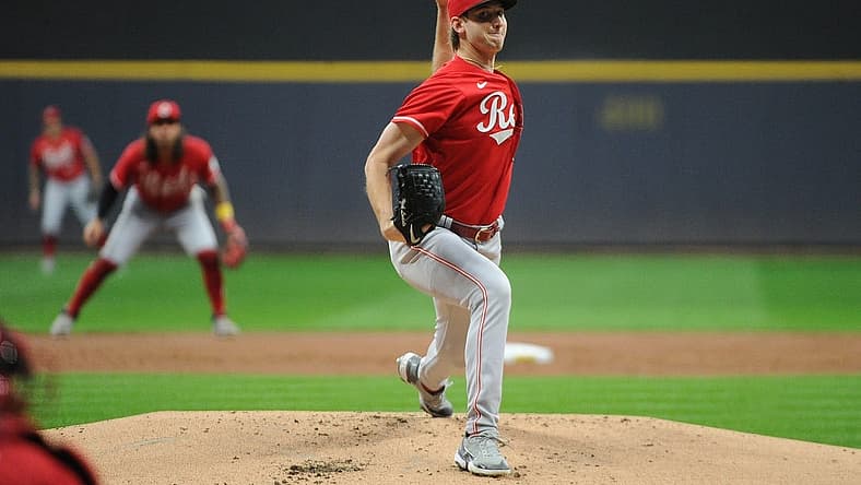 Sep 9, 2022; Milwaukee, Wisconsin, USA; Cincinnati Reds starting pitcher Nick Lodolo (40) delivers a pitch against the Milwaukee Brewers in the first inning at American Family Field. Mandatory Credit: Michael McLoone-USA TODAY Sports