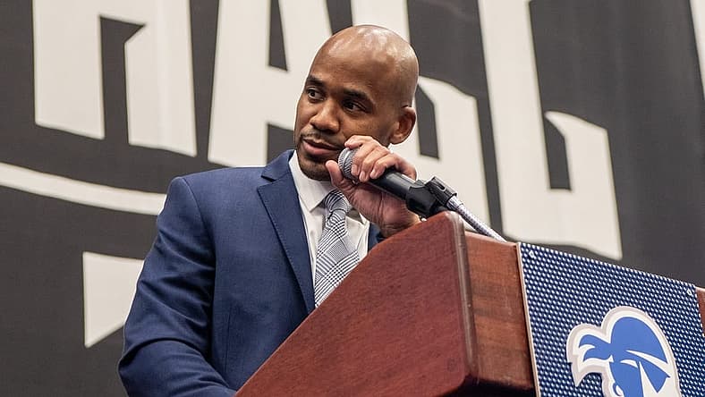 Seton Hall welcomes Shaheen Holloway as the new men's basketball head coach during a press conference at Seton Hall in South Orange on Thursday March 31, 2022. Coach Shaheen Holloway speaks during the press conference.
Coach Shaheen Holloway