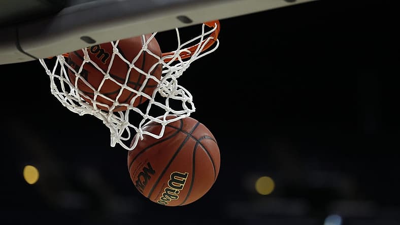 Mar 21, 2019; Columbus, OH, USA; General view of March Madness basketballs during practice before the first round of the 2019 NCAA Tournament at Nationwide Arena. Mandatory Credit: Rick Osentoski-USA TODAY Sports