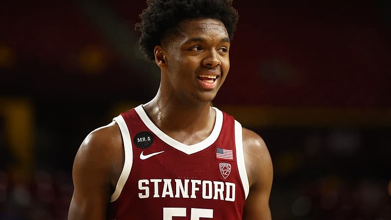 Mar 5, 2022; Tempe, Arizona, USA; Stanford Cardinal forward Harrison Ingram (55) against the Arizona State Sun Devils at Desert Financial Arena. Mandatory Credit: Mark J. Rebilas-USA TODAY Sports
