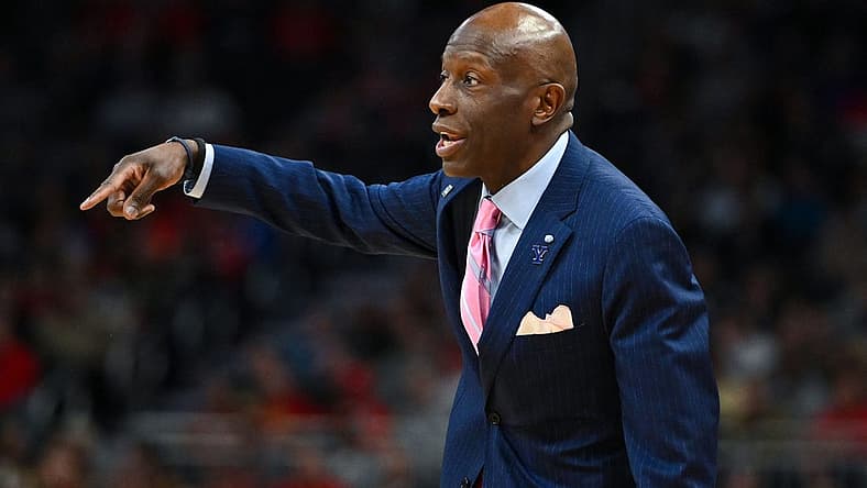 Mar 18, 2022; Milwaukee, WI, USA; Yale Bulldogs head coach James Jones reacts during the first half against the Purdue Boilermakers in the first round of the 2022 NCAA Tournament at Fiserv Forum. Mandatory Credit: Benny Sieu-USA TODAY Sports