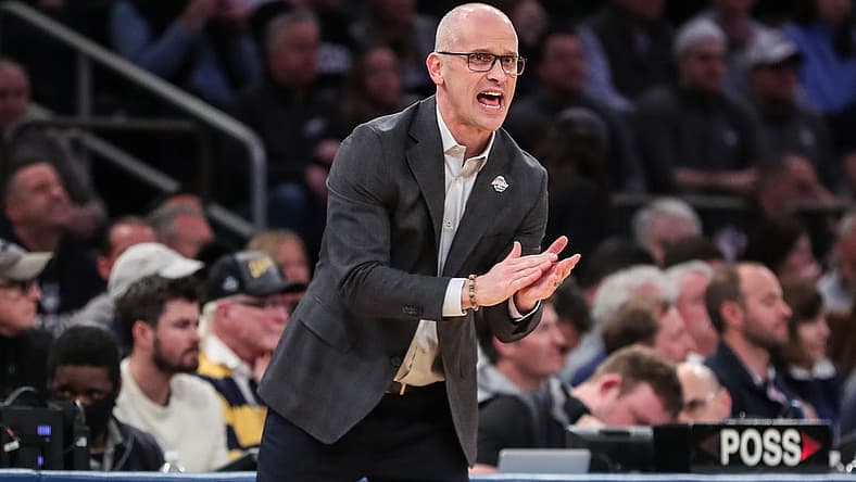 Mar 11, 2022; New York, NY, USA; Connecticut Huskies head coach Dan Hurley at the Big East Tournament at Madison Square Garden. Mandatory Credit: Wendell Cruz-USA TODAY Sports