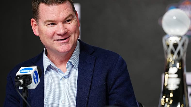 Apr 1, 2022; New Orleans, LA, USA; Arizona Wildcats Head Coach Tommy Lloyd speaks during the Coach of the Year press conference at Caesars Superdome. Mandatory Credit: Andrew Wevers-USA TODAY Sports