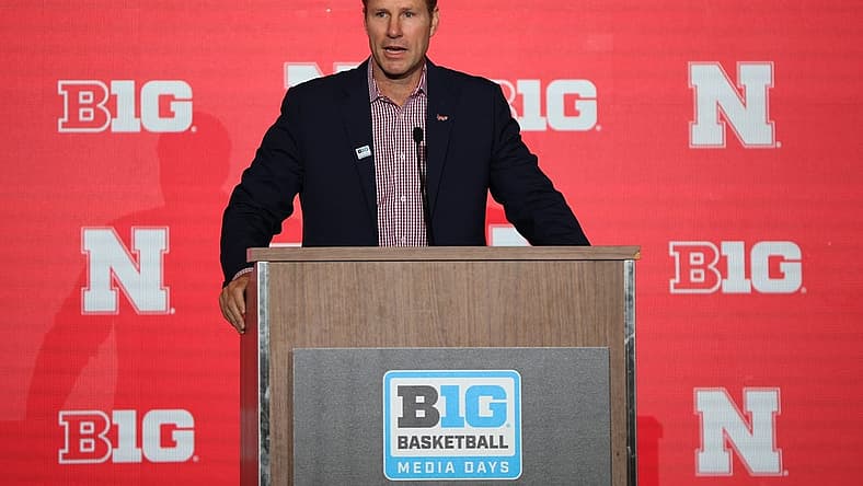 Oct 12, 2022; Minneapolis, Minnesota, US; Nebraska Cornhuskers men's head coach Fred Hoiberg speaks to the media during the Big Ten Basketball Media Days at Target Center. Mandatory Credit: Matt Krohn-USA TODAY Sports