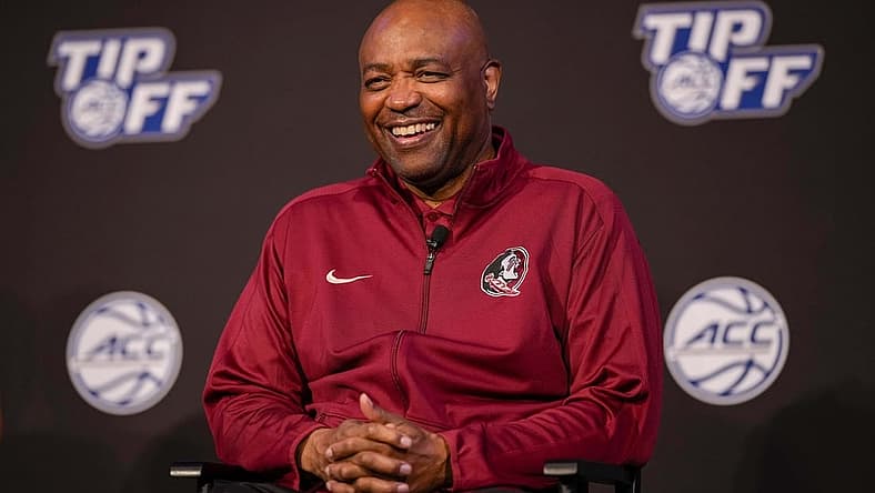 Oct 12, 2022; Charlotte, North Carolina, US; Florida State coach Leonard Hamilton during the ACC Tip Off media day in Charlotte, NC. Mandatory Credit: Jim Dedmon-USA TODAY Sports