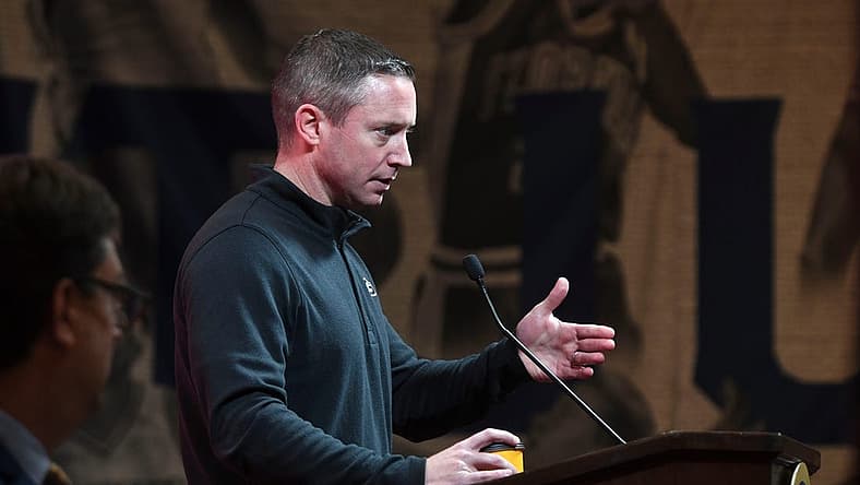 Oct 19, 2022; Mountain Brook, AL, USA; Georgia head coach Mike White speaks during the SEC Tip Off 2022-23 Men's Basketball Media Day in Mountain Brook Wednesday, Oct. 19, 2022 at Grand Bohemian Hotel.

Basketball Sec Men S Basketball Media Day
