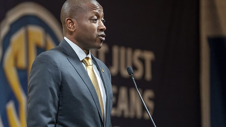Oct 19, 2022; Birmingham, Alabama, US; Missouri Tigers head coach Dennis Gates during the SEC Basketball Media Days at Grand Bohemian Hotel. Mandatory Credit: Marvin Gentry-USA TODAY Sports