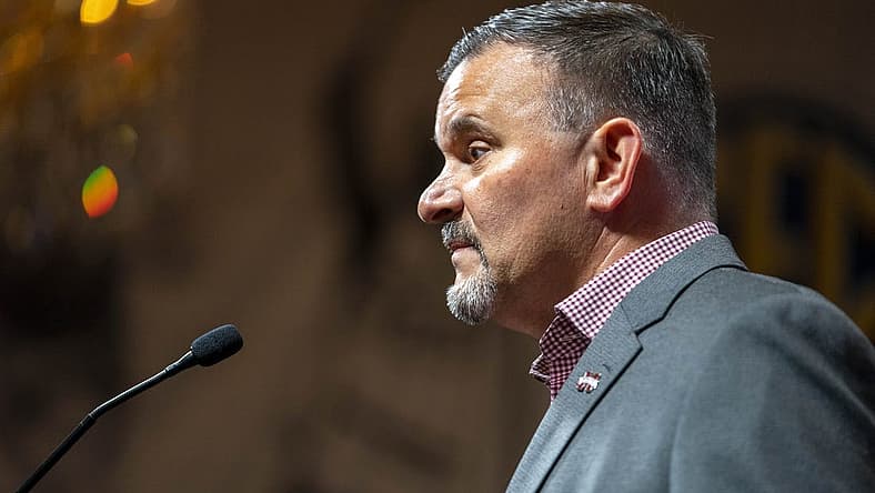 Oct 19, 2022; Birmingham, Alabama, US; Mississippi State Bulldogs head coach Chris Jans during the SEC Basketball Media Days at Grand Bohemian Hotel. Mandatory Credit: Marvin Gentry-USA TODAY Sports