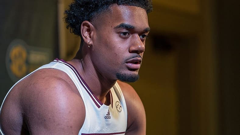 Oct 19, 2022; Birmingham, Alabama, US; Mississippi State Bulldogs forward Tolu Smith during the SEC Basketball Media Days at Grand Bohemian Hotel. Mandatory Credit: Marvin Gentry-USA TODAY Sports