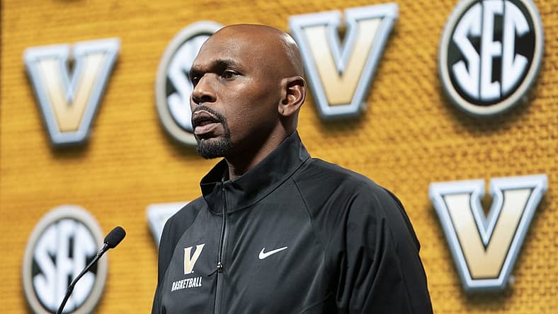 Oct 19, 2022; Birmingham, Alabama, US; Vanderbilt Commodores head coach Jerry Stackhouse during the SEC Basketball Media Days at Grand Bohemian Hotel. Mandatory Credit: Marvin Gentry-USA TODAY Sports