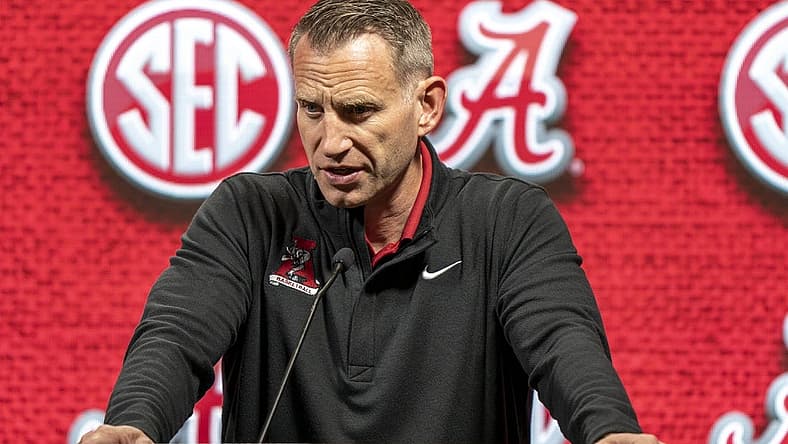 Oct 19, 2022; Birmingham, Alabama, US; Alabama Crimson Tide head coach Nate Oats during the SEC Basketball Media Days at Grand Bohemian Hotel. Mandatory Credit: Marvin Gentry-USA TODAY Sports