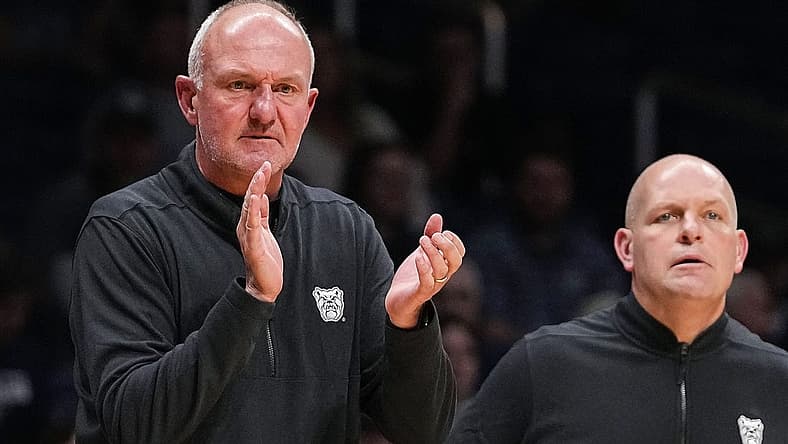 Butler Bulldogs head coach Thad Matta claps from the sidelines Tuesday, Nov. 1, 2022, at Hinkle Fieldhouse in Indianapolis. The Butler Bulldogs defeat the Davenport Panthers, 91-55, in the preseason scrimmage.
Ncaa Basketball Butler Basketball Vs Davenport Exhibition Davenport At Butler Bulldogs