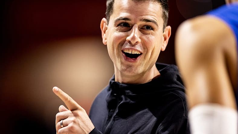 Florida Gators head coach Todd Golden smiles during the Orange & Blue Scrimmage at Billy Donovan Court at Exactech Arena in Gainesville, FL on Tuesday, November 1, 2022. [Matt Pendleton/Gainesville Sun]

Ncaa Men S Basketball Florida Gators Orange Blue Scrimmage