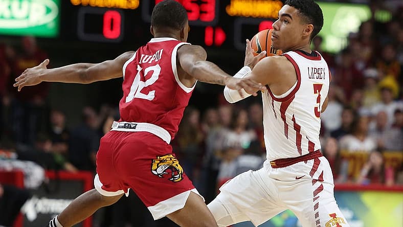 Iowa State University Cyclones guard Tamin Lipsey (3) drives with the ball around IUPUI Jaguars guard Armon Jarrard (12) during the first half in the season opening home game at Hilton Coliseum Monday, Nov. 7, 2022, in Ames, Iowa. Photo by Nirmalendu Majumdar/Ames Tribune
Ncaa Men S Basketball