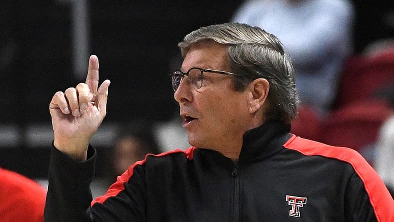 Texas Tech's head coach Mark Adams gestures during the game against Northwestern State, Monday, Nov. 7, 2022, at United Supermarkets Arena.