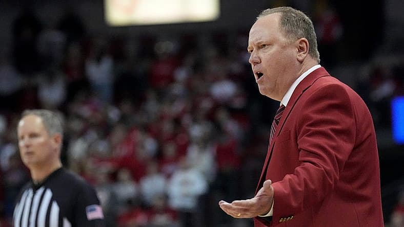 Nov 7, 2022; Madison, WI, USA; Wisconsin head coach Greg Gard is shown during the second half of their game Monday, November 7, 2022 at the Kohl Center in Madison, Wis. Wisconsin beat South Dakota 85-59. Mandatory Credit: Mark Hoffman-USA TODAY Sports
