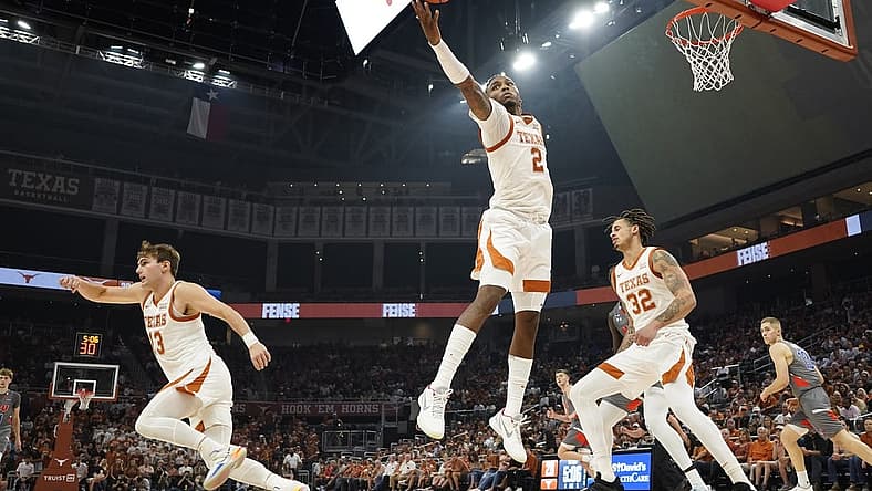 Nov 10, 2022; Austin, Texas, USA; Texas Longhorns guard Arterio Morris (2) reaches for a rebound during the first half against the Houston Christian Huskies at Moody Center. Mandatory Credit: Scott Wachter-USA TODAY Sports