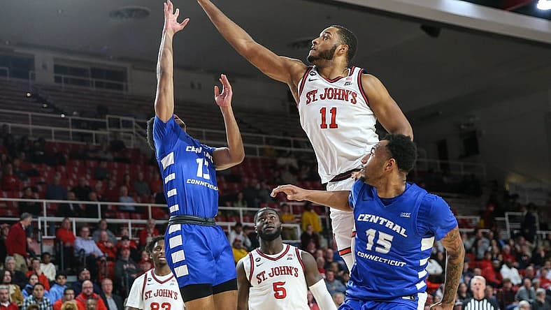 Nov 15, 2022; Queens, New York, USA; St. John's Red Storm center Joel Soriano (11) at Carnesecca Arena. Mandatory Credit: Wendell Cruz-USA TODAY Sports