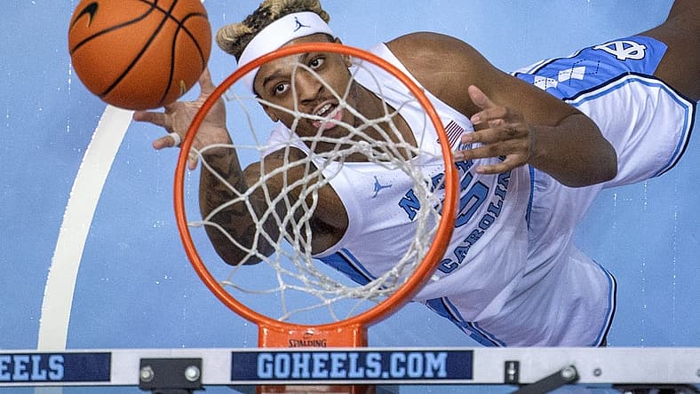Nov 20, 2022; Chapel Hill, North Carolina, USA; North Carolina Tar Heels forward Armando Bacot (5) shoots in the first half at Dean E. Smith Center. Mandatory Credit: Bob Donnan-USA TODAY Sports