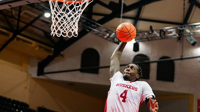 Nov 27, 2022; Orlando, FL, USA; Nebraska Cornhuskers forward Juwan Gary (4) dunks the ball against the Florida State Seminoles during the second half at ESPN Wide World of Sports. Mandatory Credit: Rich Storry-USA TODAY Sports