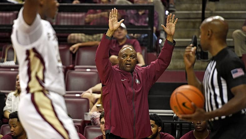 Nov 7, 2022; Tallahassee, Florida, USA; Florida State Seminoles head coach Leonard Hamilton during the first half against the Stetson Hatters at Donald L. Tucker Center. Mandatory Credit: Melina Myers-USA TODAY Sports