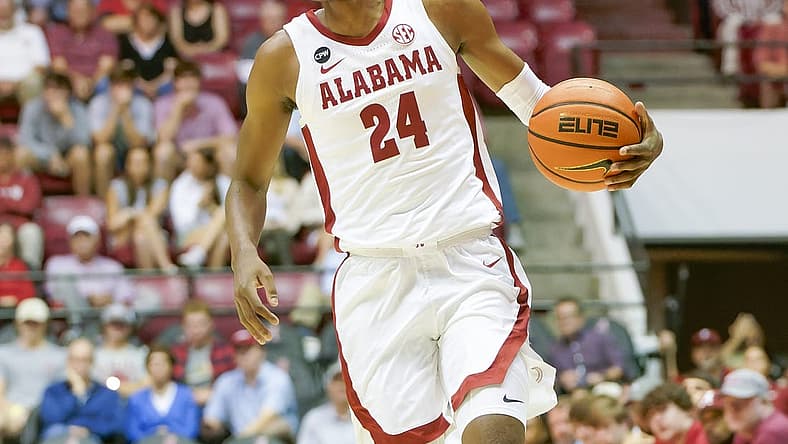Nov 7, 2022; Tuscaloosa, Alabama, USA; Alabama Crimson Tide forward Brandon Miller (24) during first half at Coleman Coliseum. Mandatory Credit: Marvin Gentry-USA TODAY Sports