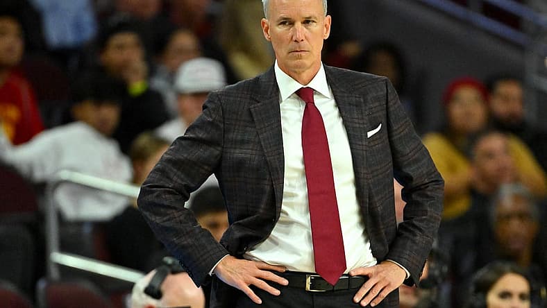 Nov 7, 2022; Los Angeles, California, USA; USC Trojans head coach Andy Enfield watches play from the bench in the second half against the Florida Gulf Coast Eagles at Galen Center. Mandatory Credit: Jayne Kamin-Oncea-USA TODAY Sports