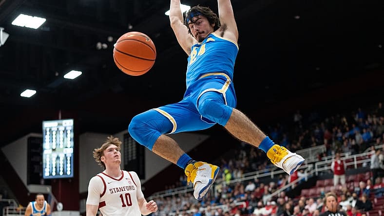 Dec 1, 2022; Stanford, California, USA; UCLA Bruins guard Jaime Jaquez Jr. (24) dunks the ball during the first half against the Stanford Cardinal at Maples Pavilion. Mandatory Credit: Stan Szeto-USA TODAY Sports