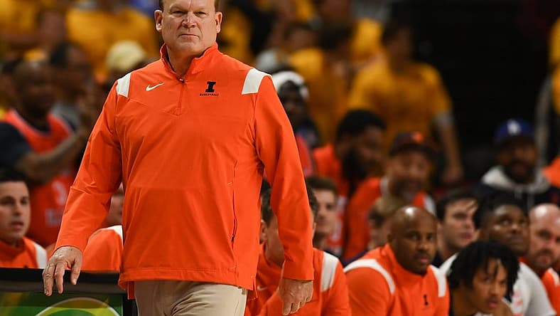 Dec 2, 2022; College Park, Maryland, USA; Illinois Fighting Illini head coach Brad Underwood during the game against the Maryland Terrapins at Xfinity Center. Mandatory Credit: Tommy Gilligan-USA TODAY Sports
