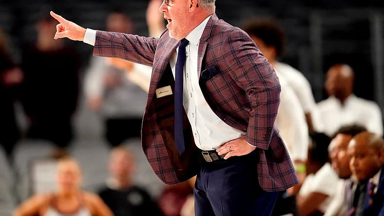 Dec 3, 2022; Fort Worth, Texas, USA; Texas A&M Aggies head coach Buzz Williams calls a play against the Boise State Broncos during the first half at Dickies Arena. Mandatory Credit: Chris Jones-USA TODAY Sports