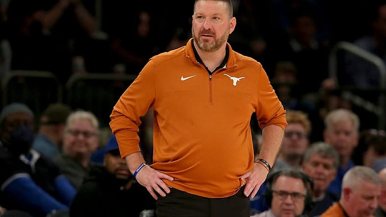 Dec 6, 2022; New York, New York, USA; Texas Longhorns head coach Chris Beard reacts as he coaches against the Illinois Fighting Illini during the second half at Madison Square Garden. Mandatory Credit: Brad Penner-USA TODAY Sports