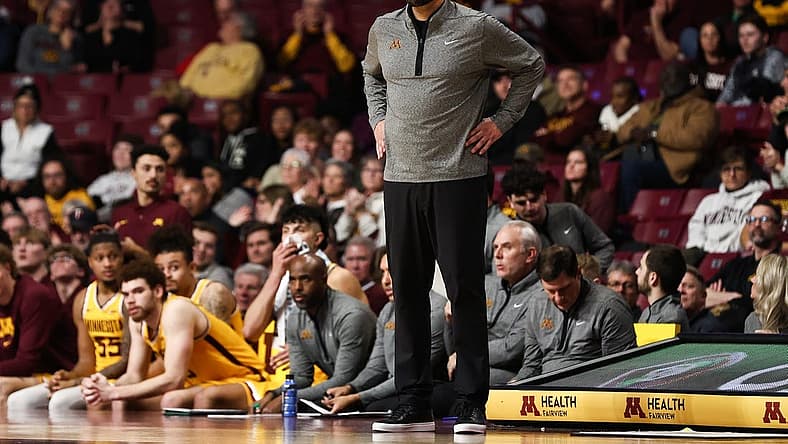 Dec 8, 2022; Minneapolis, Minnesota, USA; Minnesota Golden Gophers head coach Ben Johnson looks on during the second half against the Michigan Wolverines at Williams Arena. Mandatory Credit: Matt Krohn-USA TODAY Sports