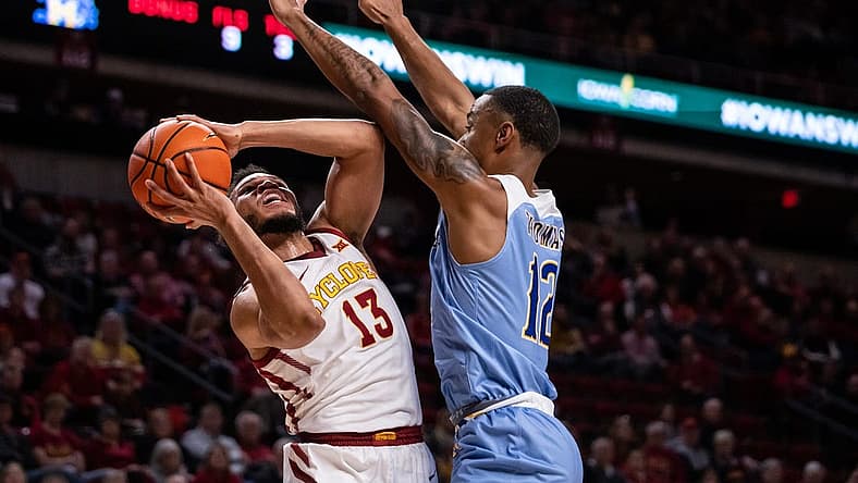 Iowa State's Jaren Holmes shoots the ball during the Iowa State men's basketball game against McNeese, on Sunday, Dec. 11, at Hilton Coliseum, in Ames.
1211 Isumbb 006 Jpg