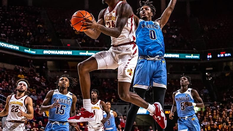Iowa State's Hason Ward goes in for a layup during the Iowa State men's basketball game against McNeese, on Sunday, Dec. 11, at Hilton Coliseum, in Ames. The Cyclones beat the Cowboys 77-40.

1211 Isumbb 010 Jpg