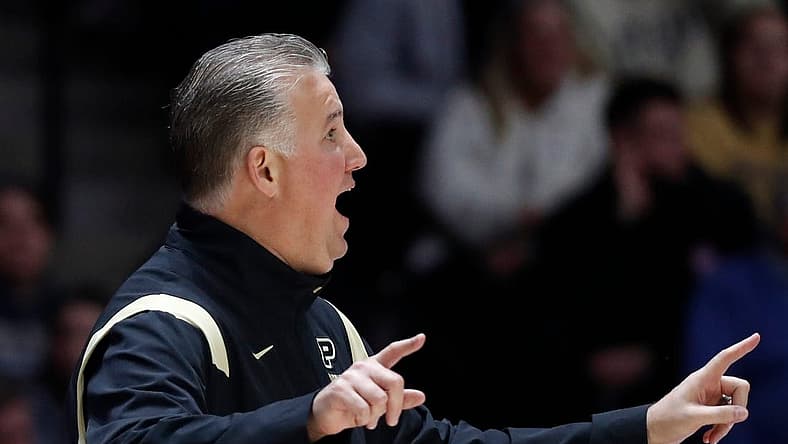 Purdue Boilermakers head coach Matt Painter yells down court during the NCAA men s basketball game against the New Orleans Privateers, Wednesday, Dec. 21, 2022, at Mackey Arena in West Lafayette, Ind. Purdue won 74-53.
Purduenombb122122 Am00105