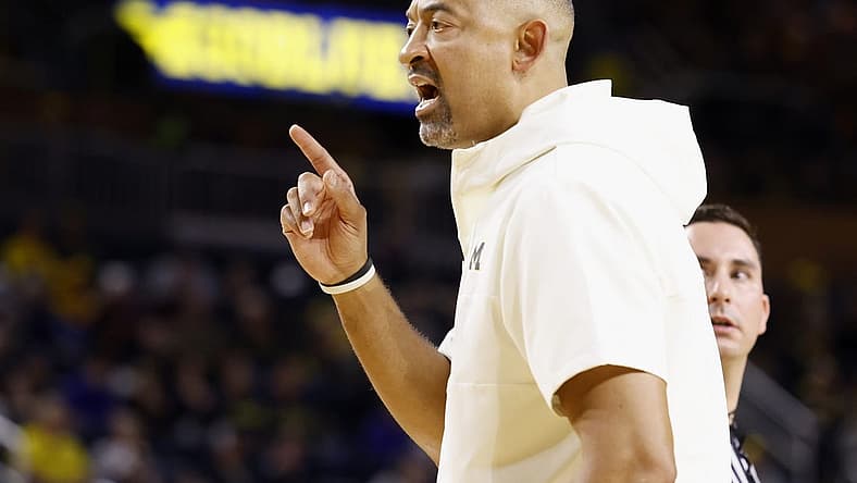 Dec 29, 2022; Ann Arbor, Michigan, USA; Michigan Wolverines head coach Juwan Howard reacts during the first half against the Central Michigan Chippewas at Crisler Center. Mandatory Credit: Rick Osentoski-USA TODAY Sports