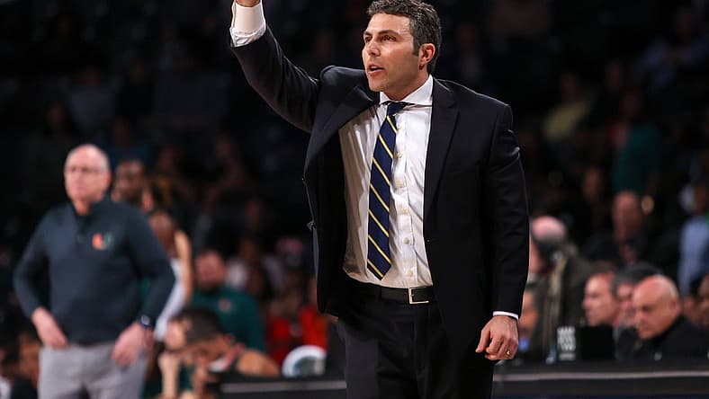 Jan 4, 2023; Atlanta, Georgia, USA; Georgia Tech Yellow Jackets head coach Josh Pastner calls a play against the Miami Hurricanes in the second half at McCamish Pavilion. Mandatory Credit: Brett Davis-USA TODAY Sports