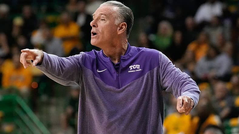 Jan 4, 2023; Waco, Texas, USA; TCU Horned Frogs head coach Jamie Dixon calls a play against the Baylor Bears during the first half at Ferrell Center. Mandatory Credit: Chris Jones-USA TODAY Sports