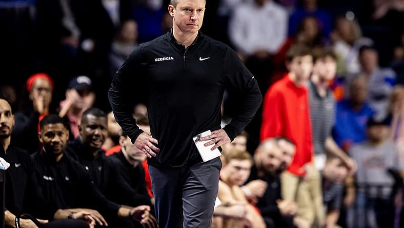Jan 7, 2023; Gainesville, Florida, USA; Georgia Bulldogs head coach Mike White looks on during the first half against the Florida Gators at Exactech Arena at the Stephen C. O'Connell Center. Mandatory Credit: Matt Pendleton-USA TODAY Sports