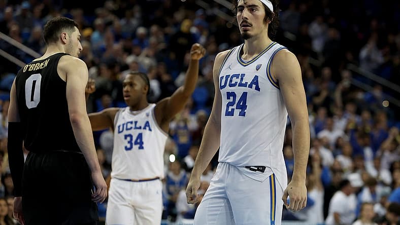 Jan 14, 2023; Los Angeles, California, USA; UCLA Bruins guard Jaime Jaquez Jr. (24) reacts to a play during the second half against the Colorado Buffaloes at Pauley Pavilion presented by Wescom. Mandatory Credit: Kiyoshi Mio-USA TODAY Sports