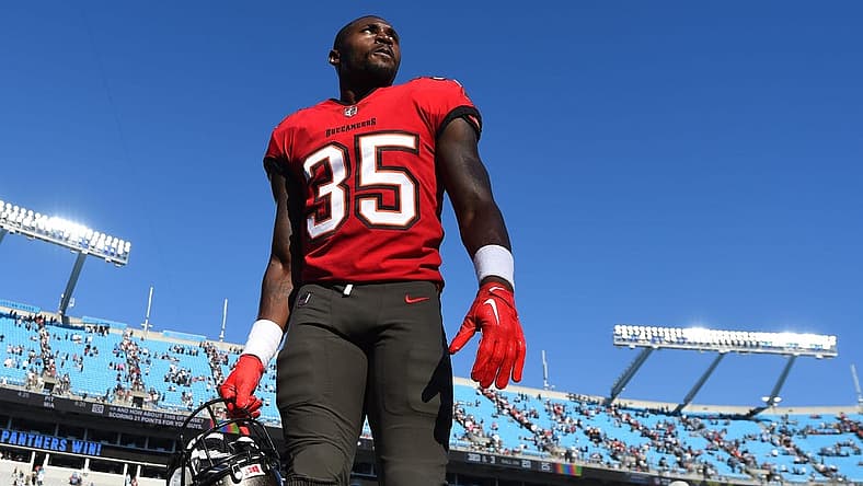 Oct 23, 2022; Charlotte, North Carolina, USA; Tampa Bay Buccaneers cornerback Jamel Dean (35) leaves the field after the game at Bank of America Stadium. Mandatory Credit: Bob Donnan-USA TODAY Sports