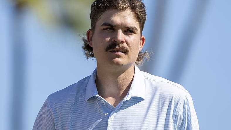 January 12, 2023; Honolulu, Hawaii, USA; Carson Young on the 18th hole during the first round of the Sony Open in Hawaii golf tournament at Waialae Country Club. Mandatory Credit: Kyle Terada-USA TODAY Sports