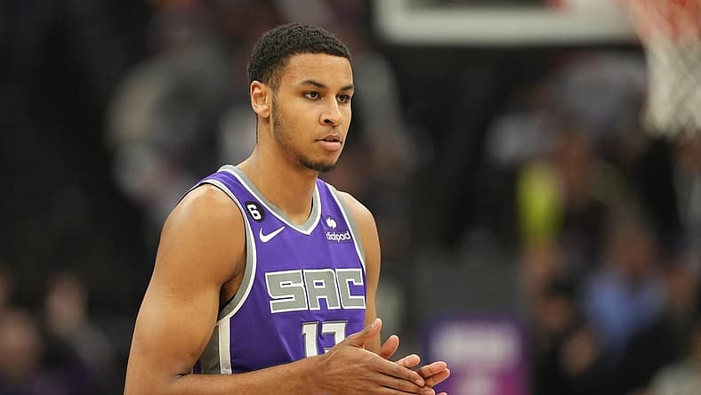 Mar 25, 2023; Sacramento, California, USA; Sacramento Kings forward Keegan Murray (13) before the game against the Utah Jazz at Golden 1 Center. Mandatory Credit: Darren Yamashita-USA TODAY Sports